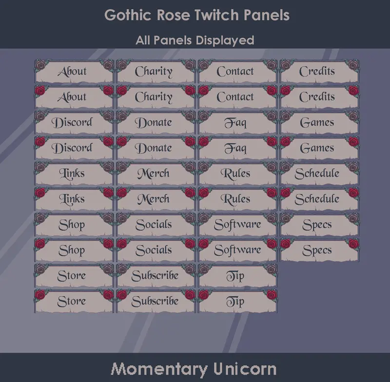 Gothic Rose Twitch Panels