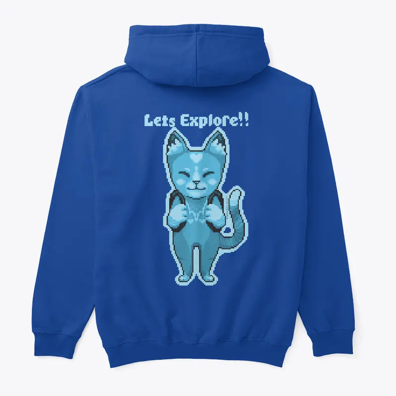 Lets Explore!! Blue Pixel Art Cat