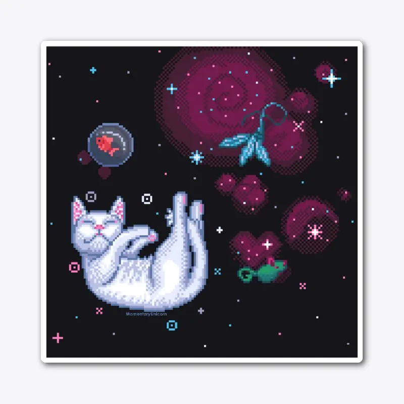 Zero Gravity Cat Dreaming In Space