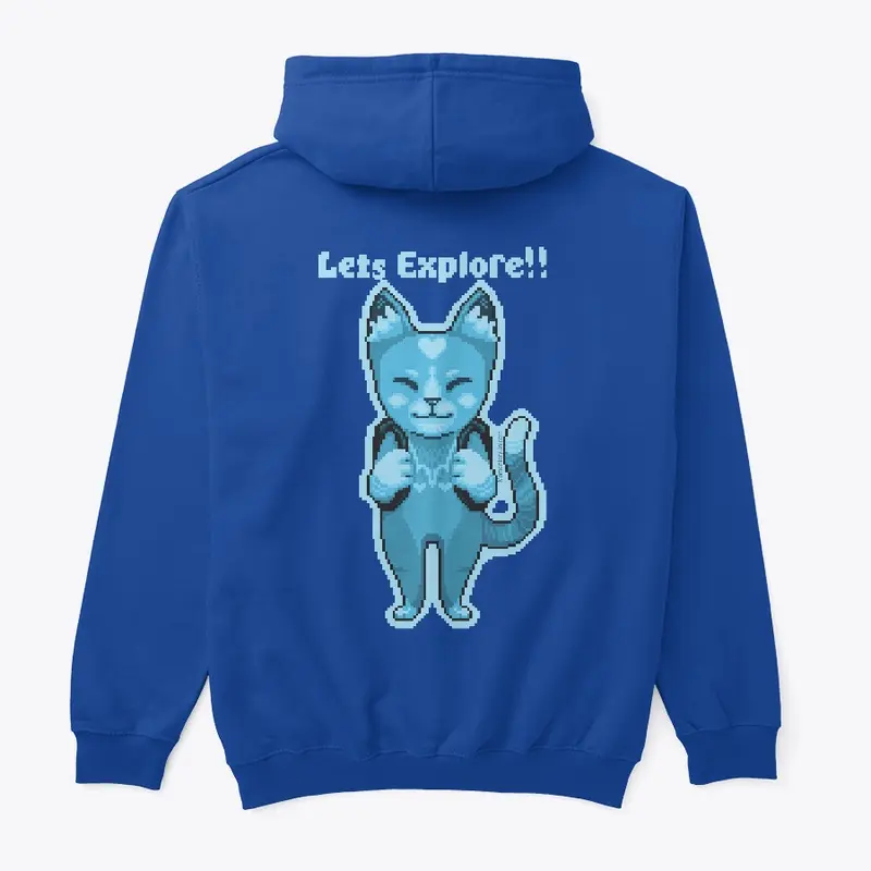 Lets Explore!! Blue Pixel Art Cat