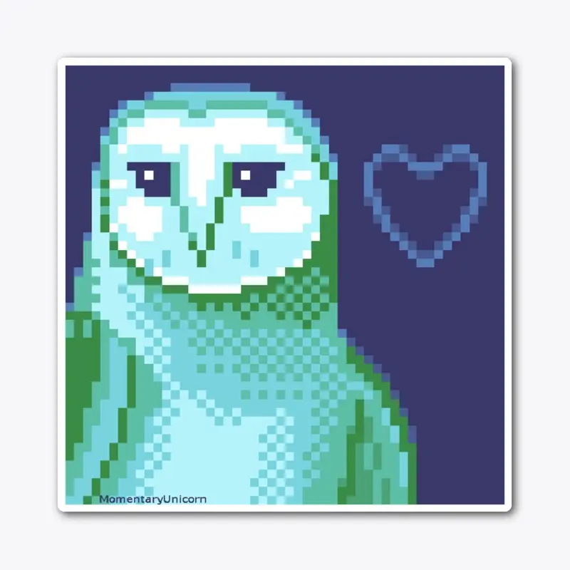 Barn Owl With Heart Pixel Art